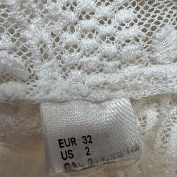 Isabel Marant H&M Lace Blouse Top White Size 2 Sheer Mesh Bridal Victorian Fairy - Picture 7 of 8